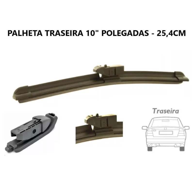 Palheta Limpador Traseira Universal 10 Polegadas 25,4Cm