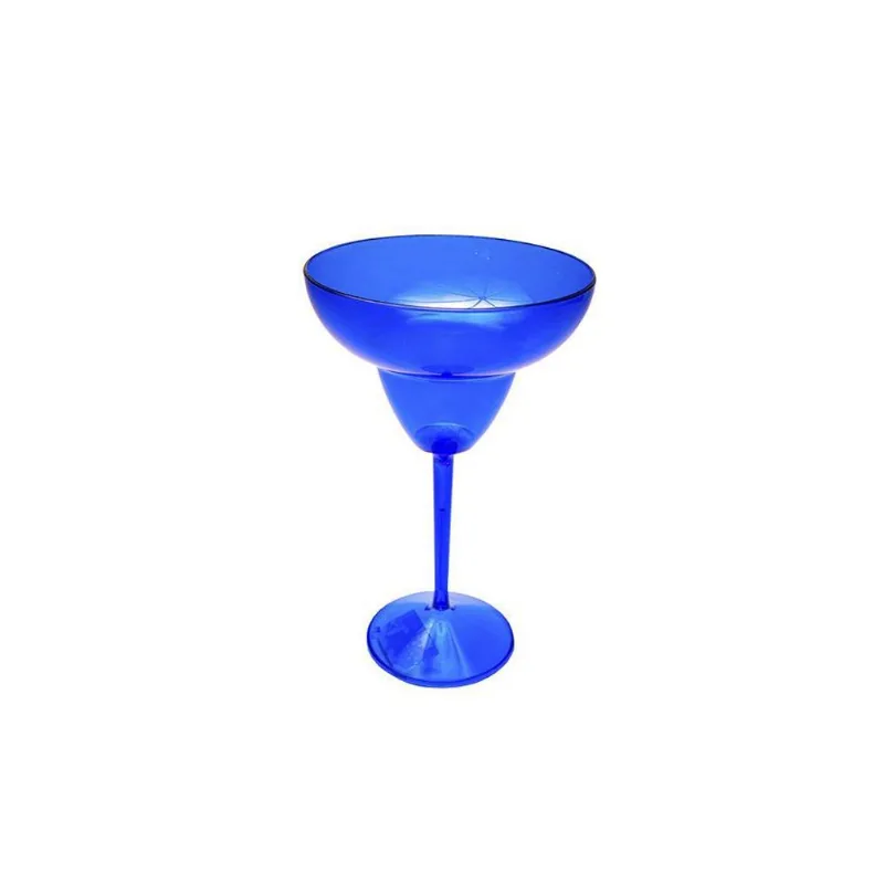 Kit 10 Taças Margarita De Acrílico Azul Royal Cristal 350 Ml