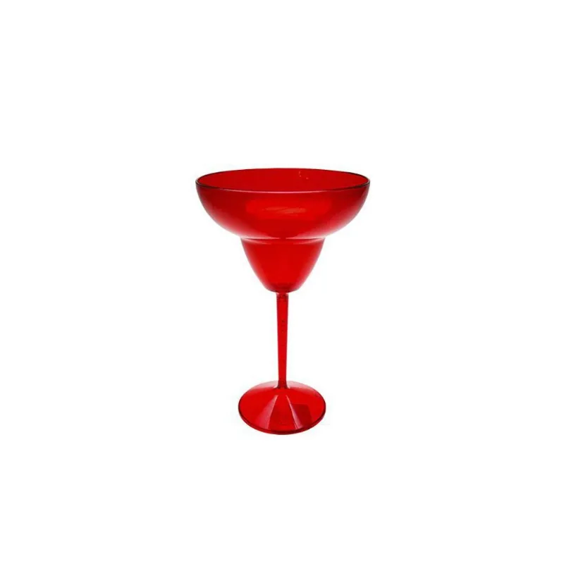 Kit 10 Taças Margarita De Acrílico Vermelho Cristal 350 Ml