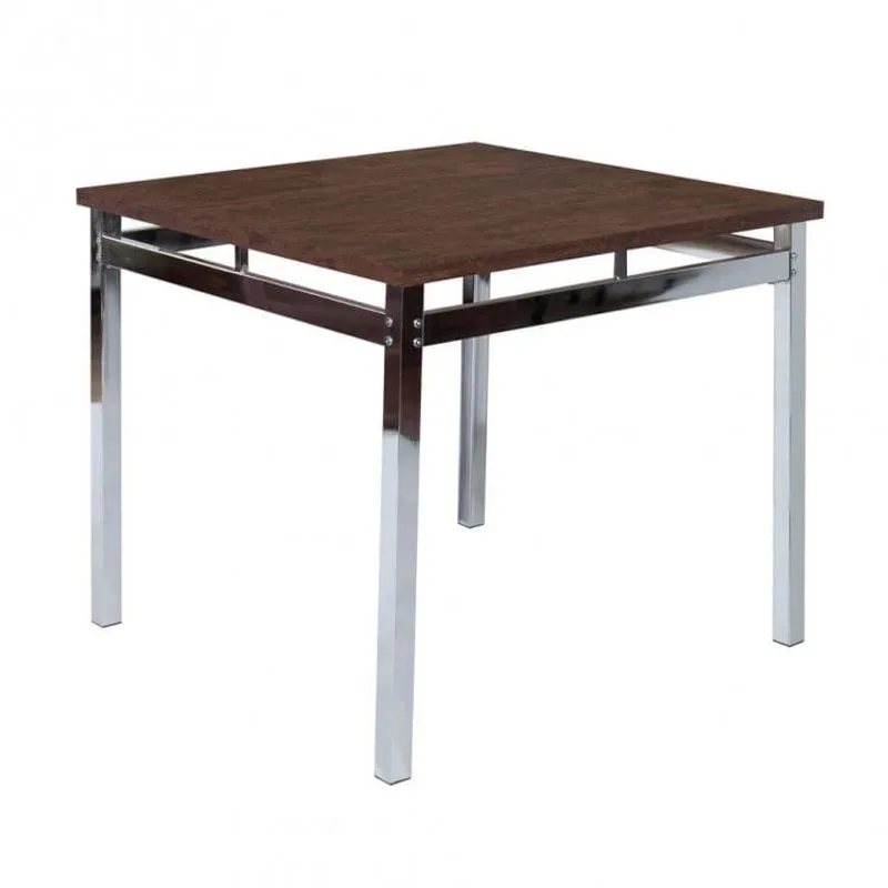 Mesa de Jantar Retangular Riviera Art Panta Cromado/Castanho Rústico