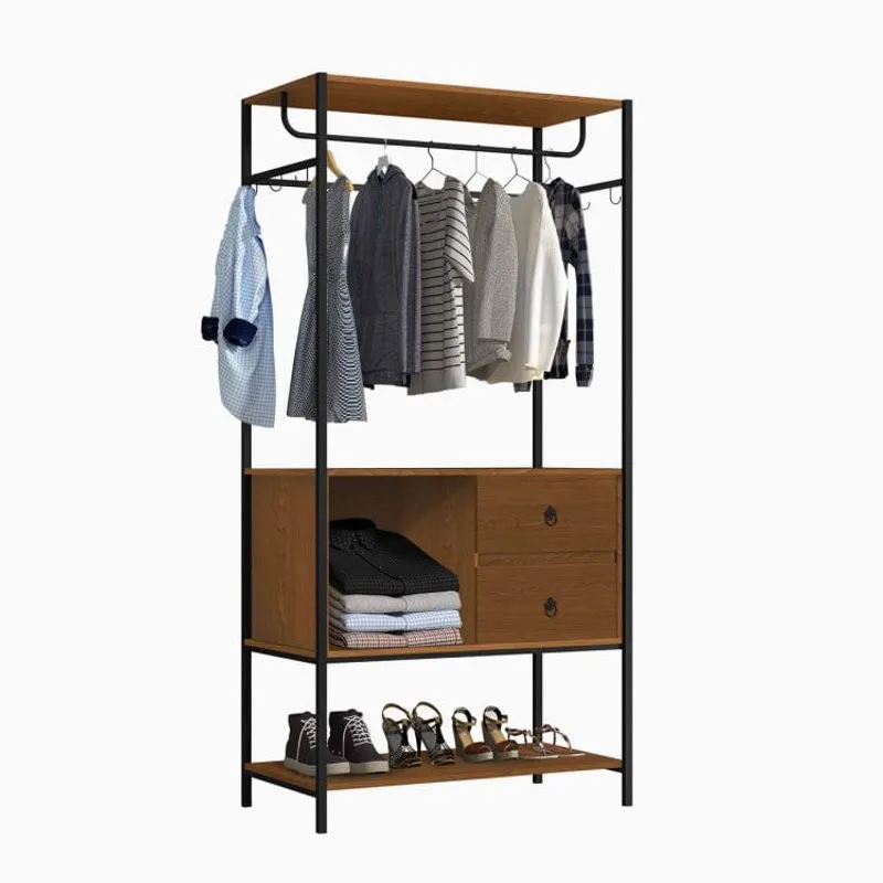 Módulo Closet 2 Gavetas e Cabideiro 91cm Rustic Florença Espresso Móveis