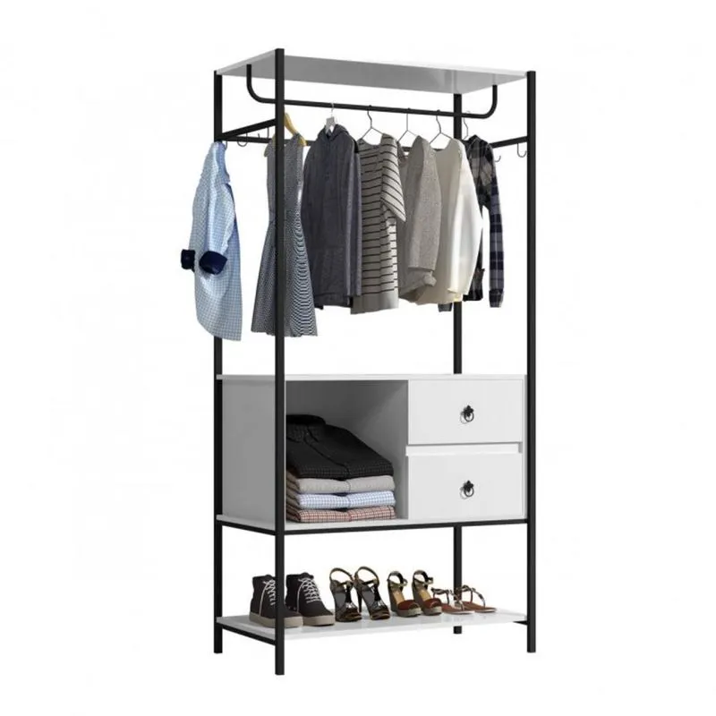 Módulo Closet 2 Gavetas e Cabideiro 91cm Rustic Florença Espresso Móveis