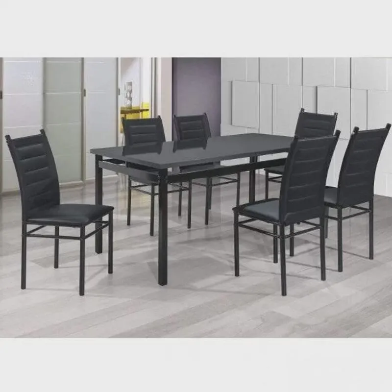 Conjunto Sala de Jantar Mesa Tampo mdp 160cmx90cm 6 Cadeiras Liana Espresso Móveis