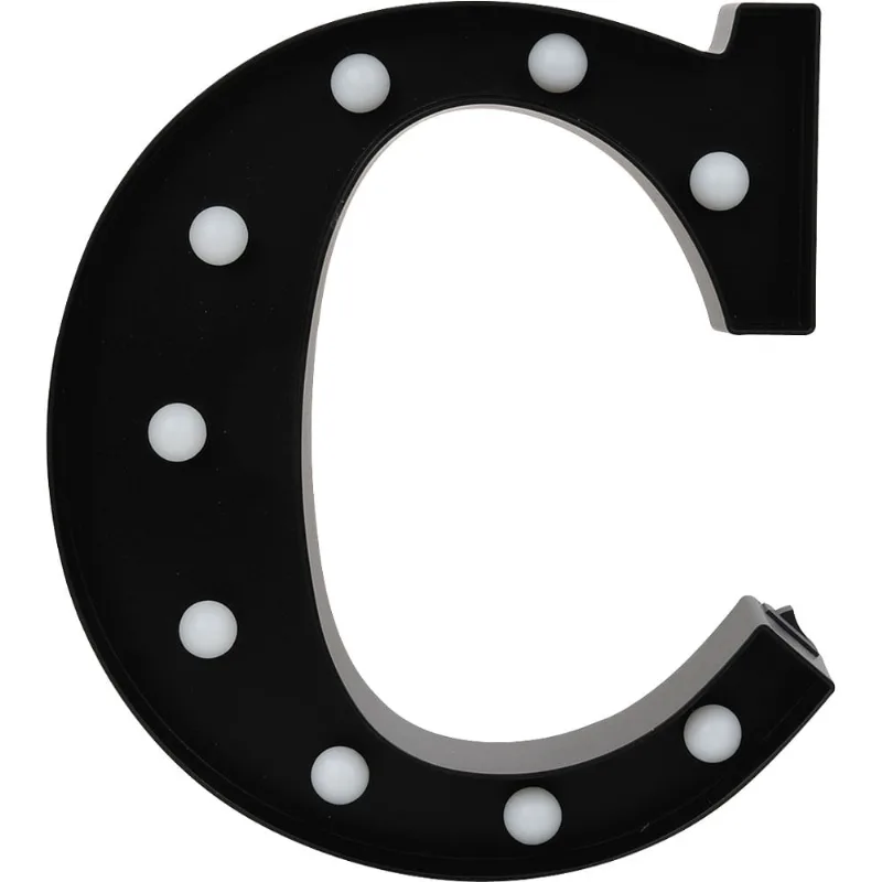 Luminária Led Decorativa Letra C Cazza Preta