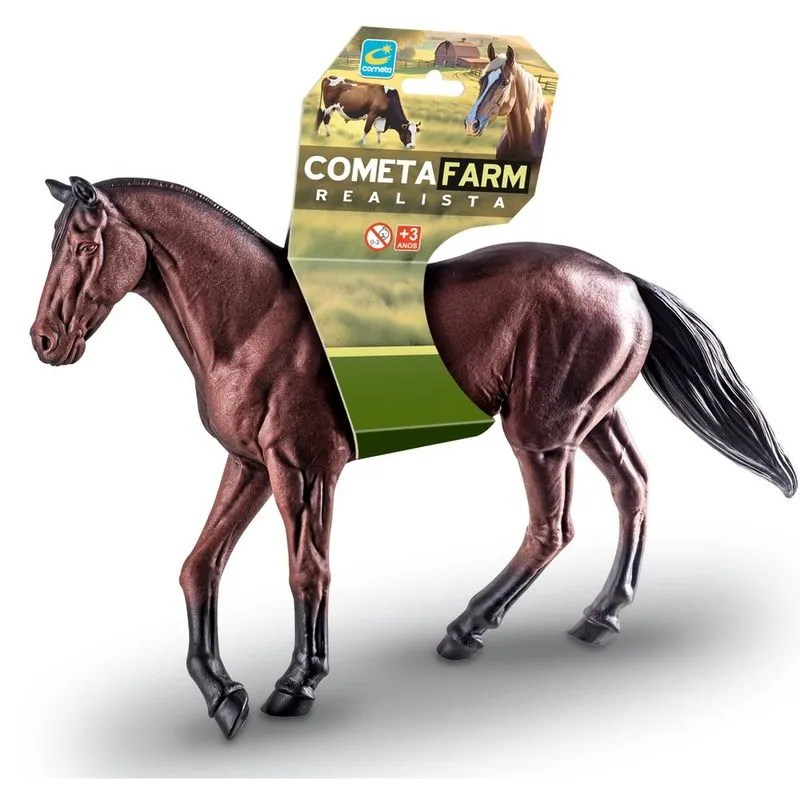 Boneco Cavalo Marrom Realista Cometa Farm R175