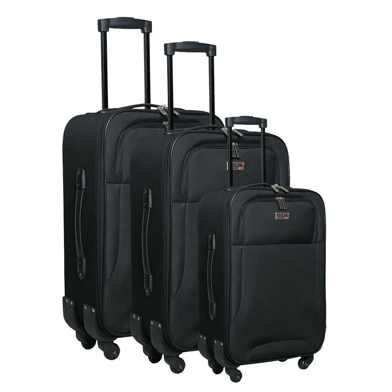 Conjunto de Malas de Viagem Travel Max com Rodinhas Giro 360º 3 Peças Lisboa Preto CJMBLM450P