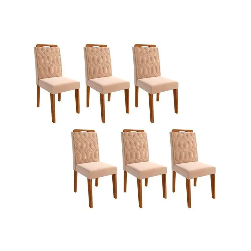 Kit 6un Cadeiras Jantar Paola Madeira Carvalho Cimol