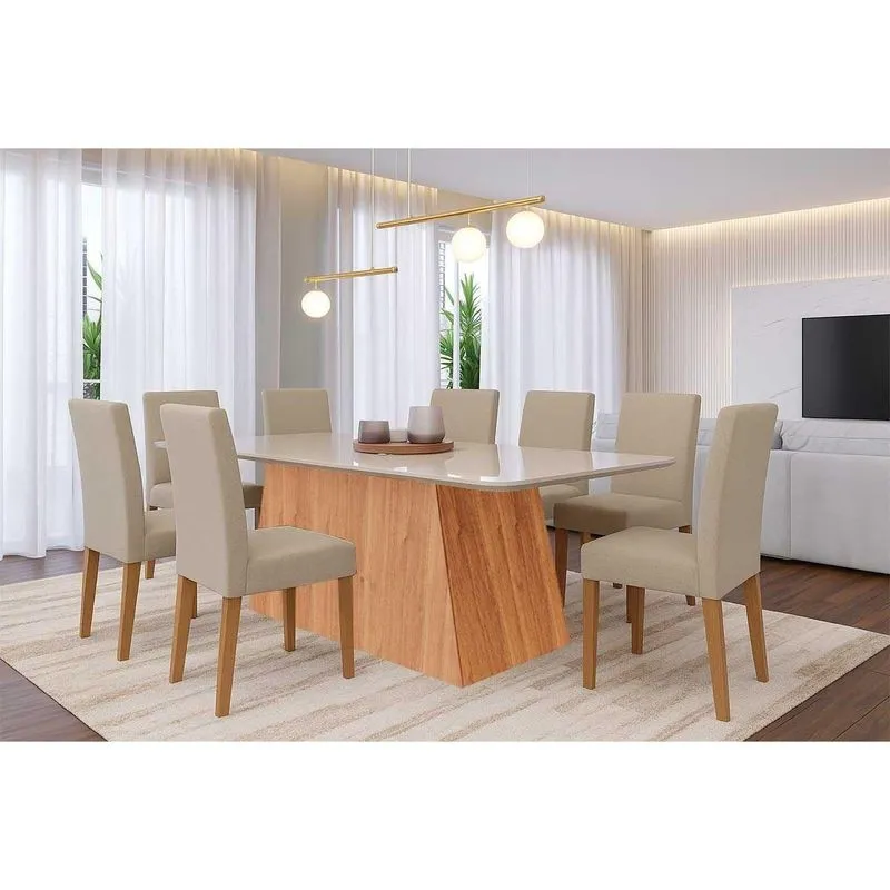 Mesa Sala Helena 210 + 8 Cad Maia Cinamomo/bege Cimol