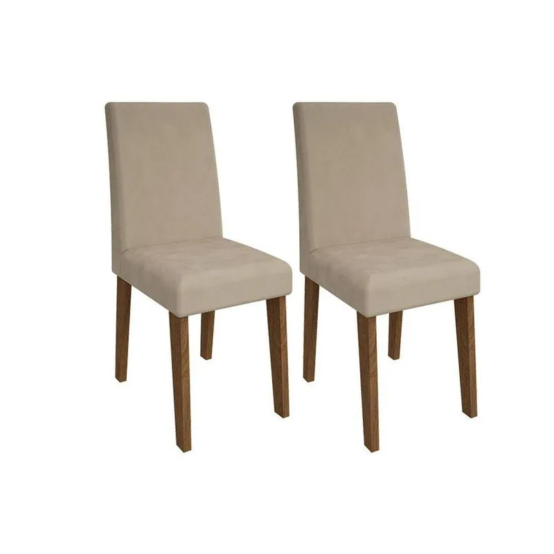 Kit 2 Cadeiras Sala Jantar Milena 2 Un Savana Suede Bege Cimol