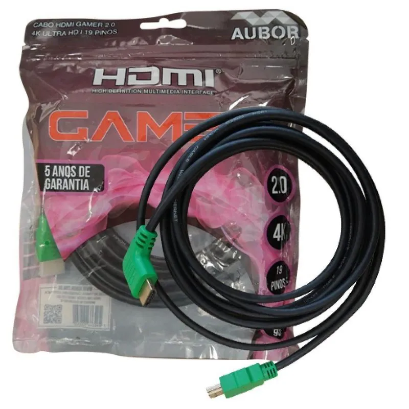 Cabo Hdmi 2.0 Aubor Gamer 2060hp - 4k 5m