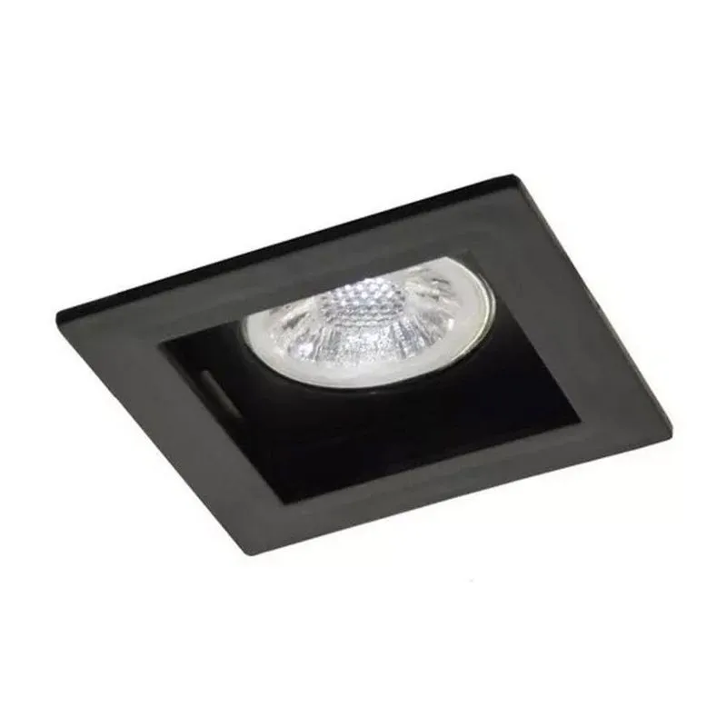 Embutido Quadrado Alumínio Par 20 Recuado Design Inovador Bivolt Preto 10.4cm