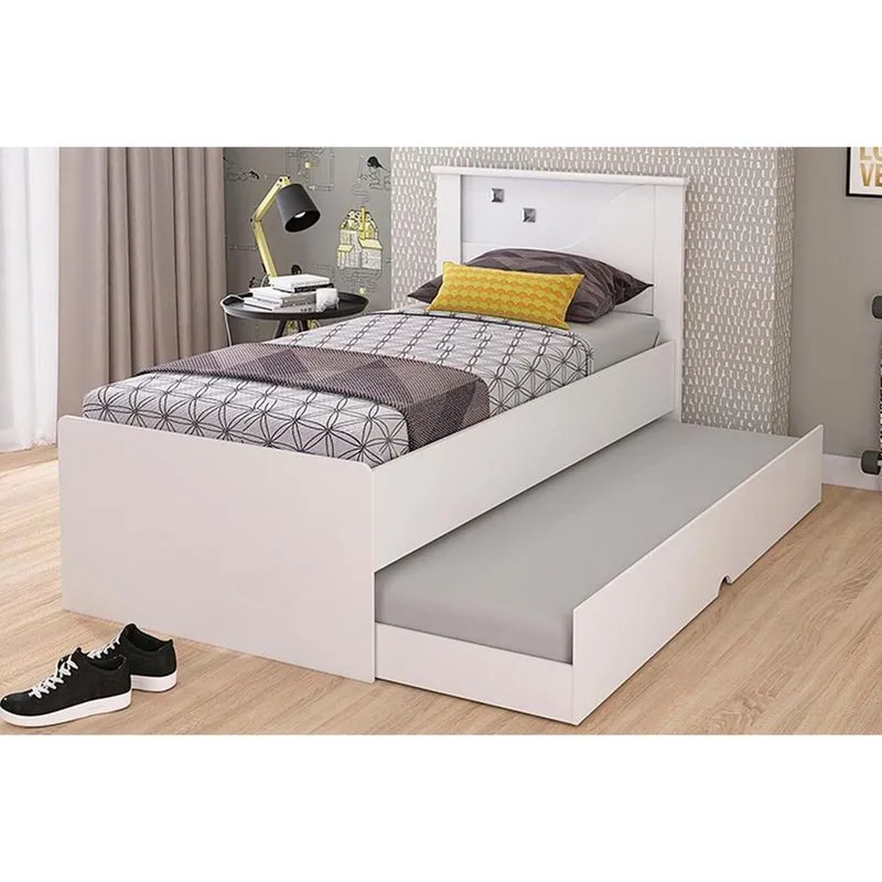 Cama Solteiro Bianca ii c/Auxiliar Branco - Cimol