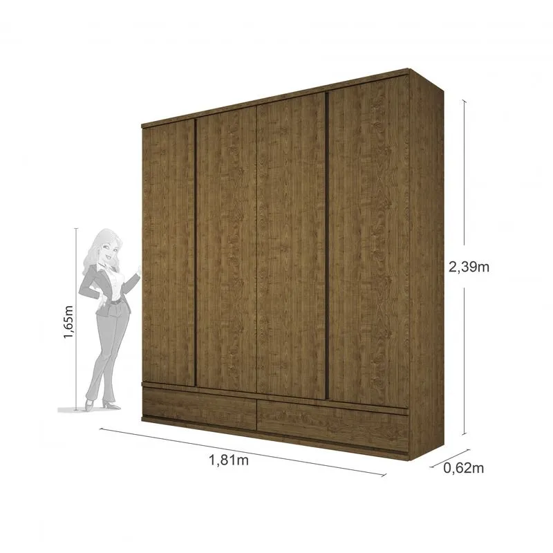 Guarda Roupa Solteiro 4 Portas Stillus Tcil Móveis Imbuia Rustic