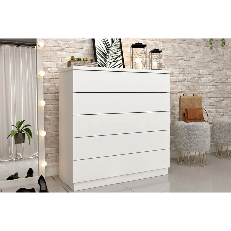 Cômoda de Quarto Premium c/ 5 Gavetas Neve - Tcil Móveis