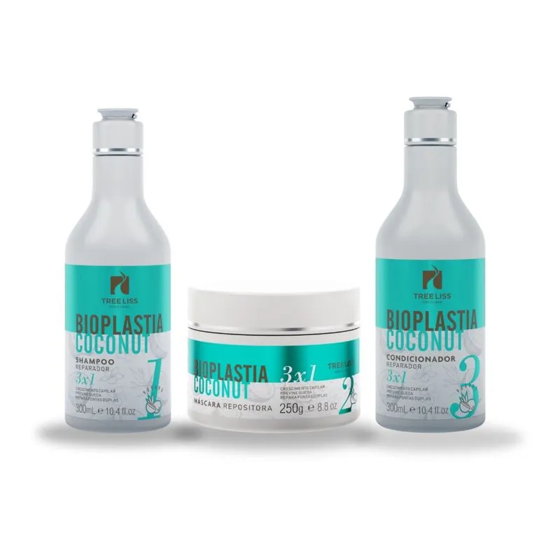 Kit Crescimento Capilar Bioplastia Vegano Treeliss 3 itens