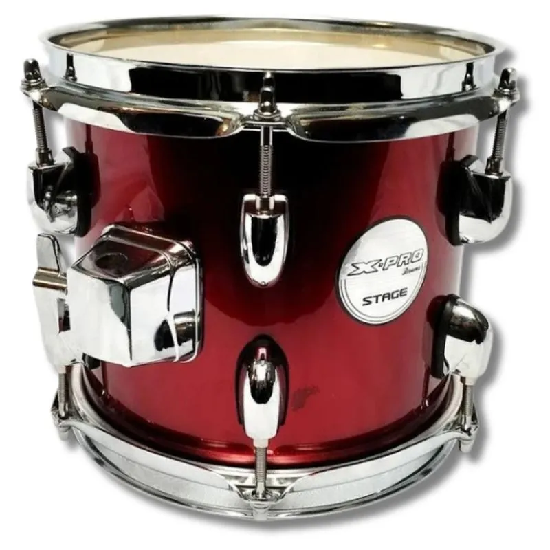 Tom 8 De Bateria Vinho Em Madeira Com Caneca Cromada X- Pro