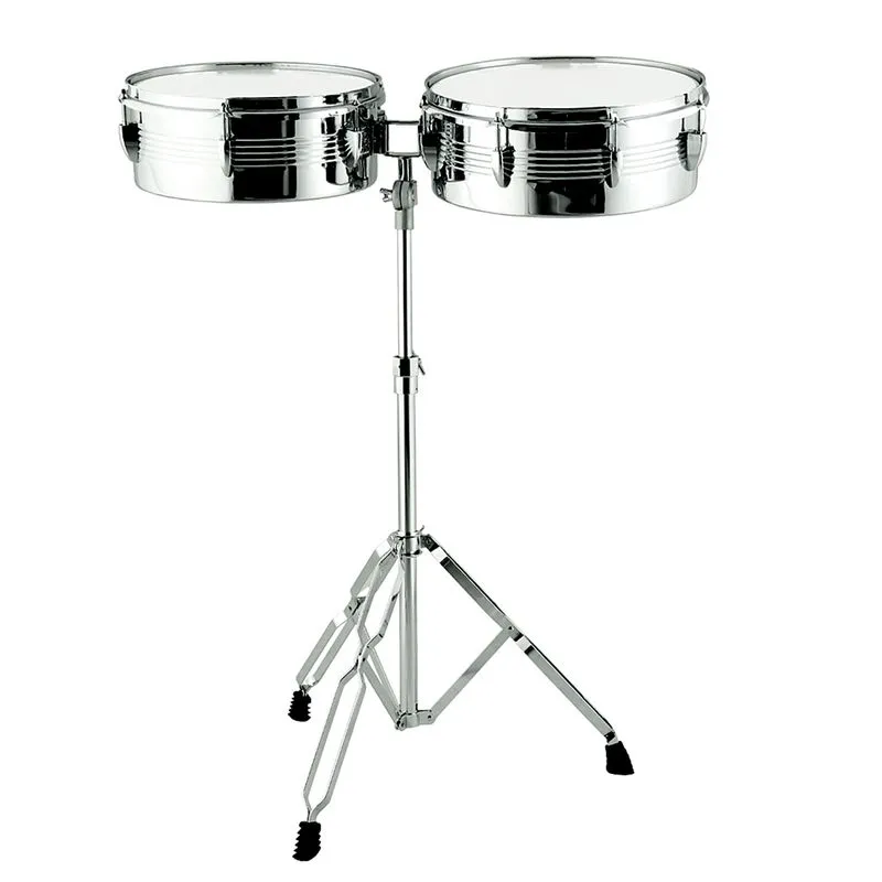 Timbales 13 E 14 Polegadas Com Estante Ajustável X-Pro Drums