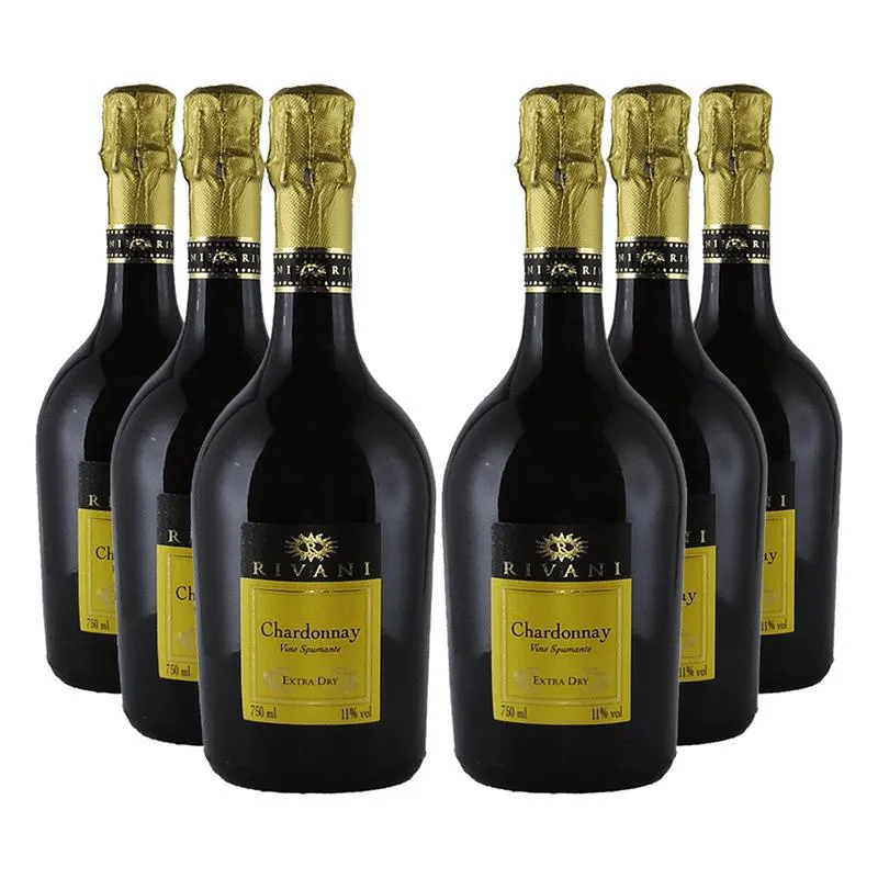 Espumante Rivani Extra Dry Chardonnay Italiano 750ml - 6 Un
