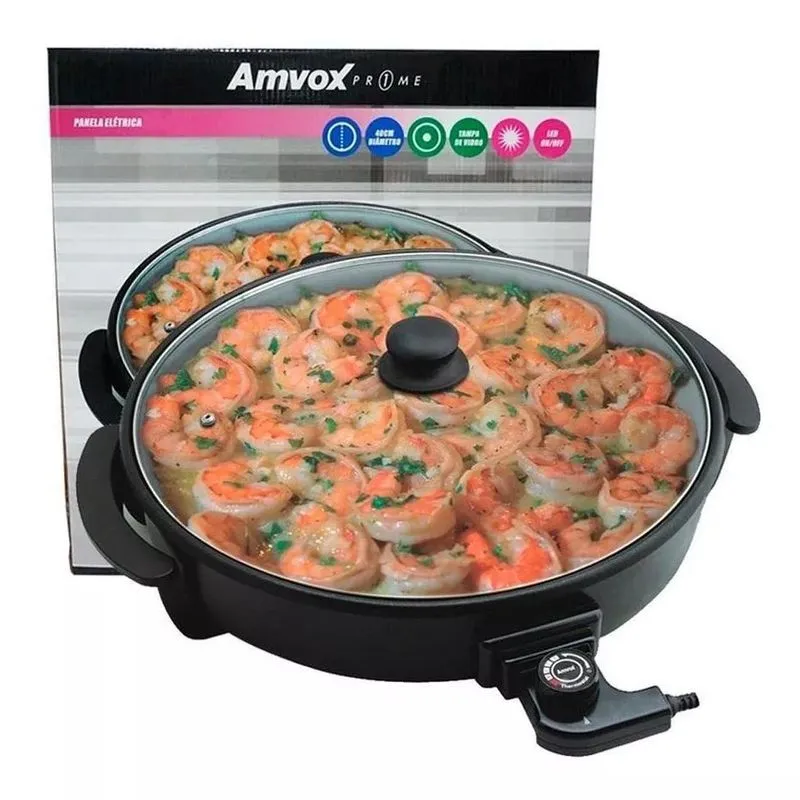 Panela Elétrica Grill Multifuncional 40 Cm Redonda 1200w