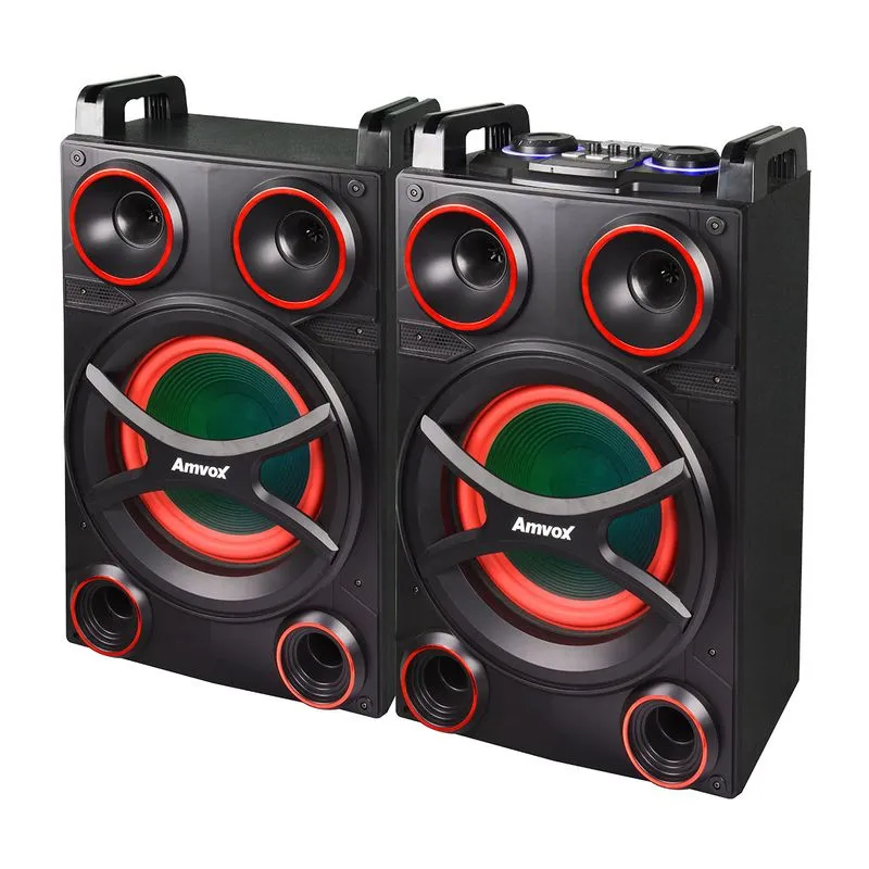 Caixa Amplificada Amvox ACA 1010 Twins 1000W RMS Bluetooth, USB, Rádio FM