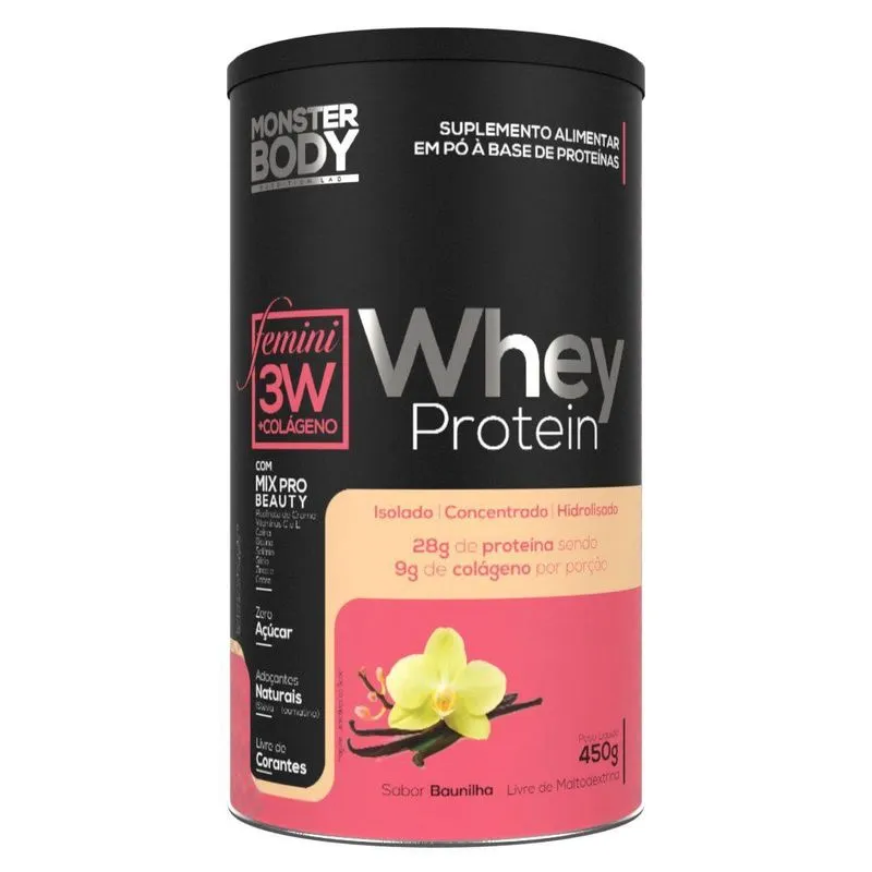 Whey Protein 3w Femini 450g - Com Colágeno E Mix Pro Beauty