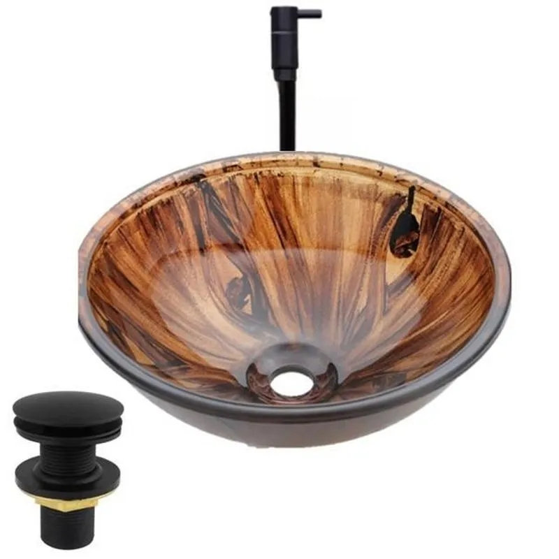 Kit Cuba Vidro 35cm Amadei +Torneira Alta Preta+ Valvula 7/8