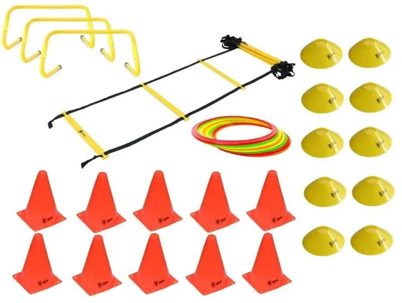 Kit Funcional Odin Fit Escada de Agilidade + 3 Barreiras + 12 Argolas de Agilidade + 10 Cones + 10 Chapéu Chinês