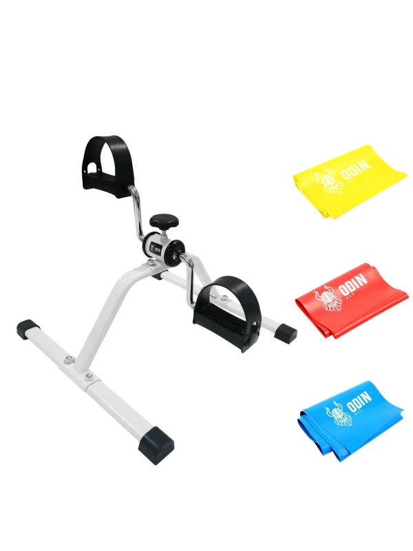 Kit Mini Bike Mini Bicicleta Ergométrica Odin Fit e Faixas Elásticas Thera Bands 3 Intensidades