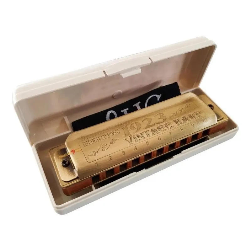 Gaita De Boca Hering Vintage Harp Lá Com Case