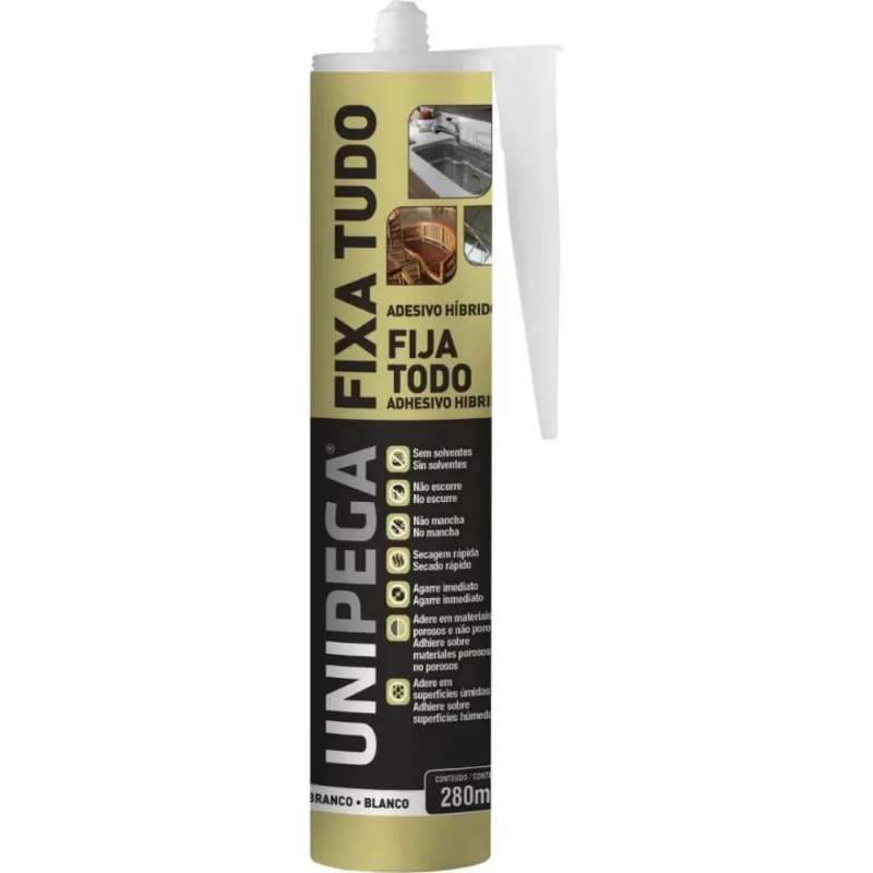 Adesivo Hibrido Fixa Tudo Branco Profissional 280ML Unipega