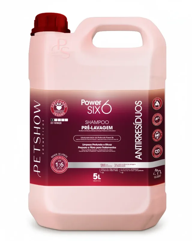 Shampoo Pre-lavagem Power Six Antirresiduos Pet Show 5l Cão
