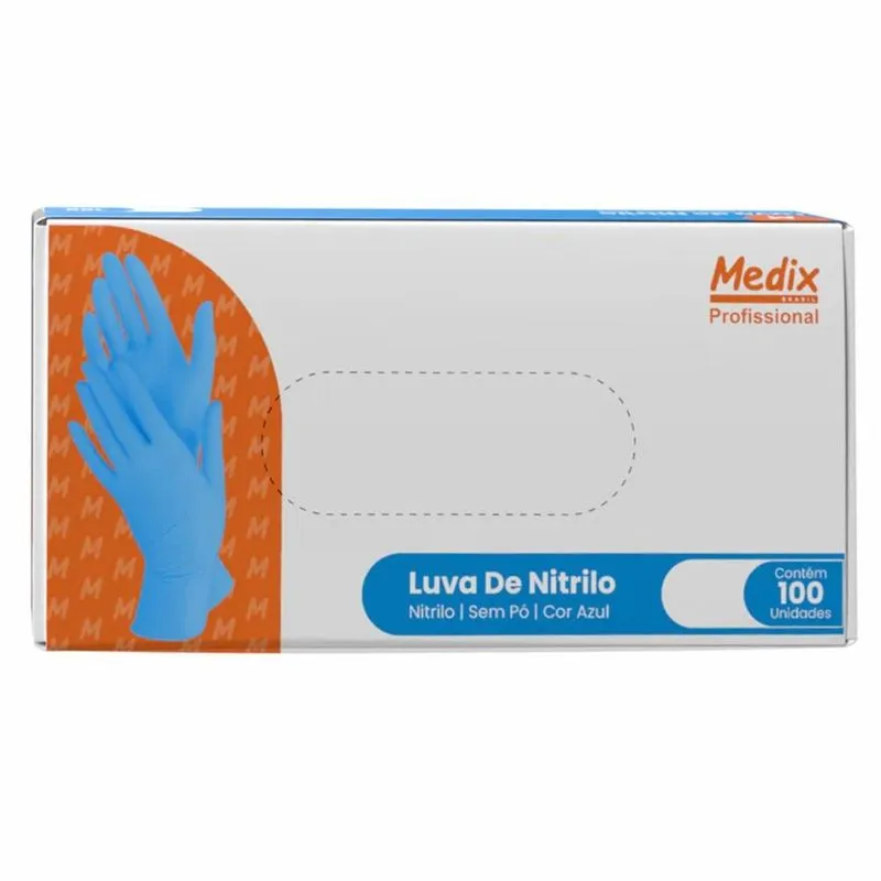 Luva de Nitrilo para Uso Geral Azul Medix 100UN G