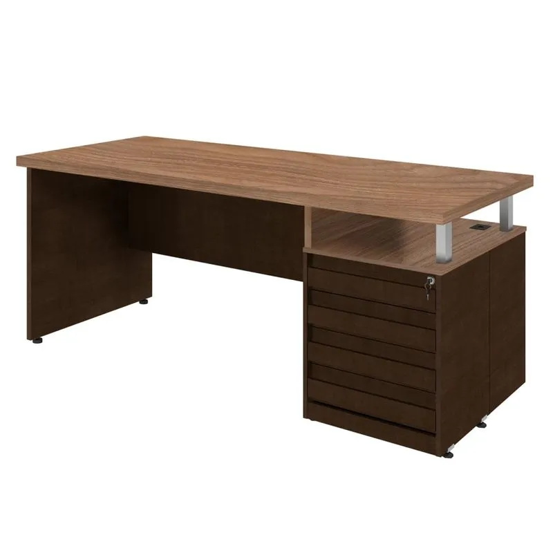 Mesa para Escritório 4 Gavetas Mega Plata Móveis Amêndoa/Ruggine