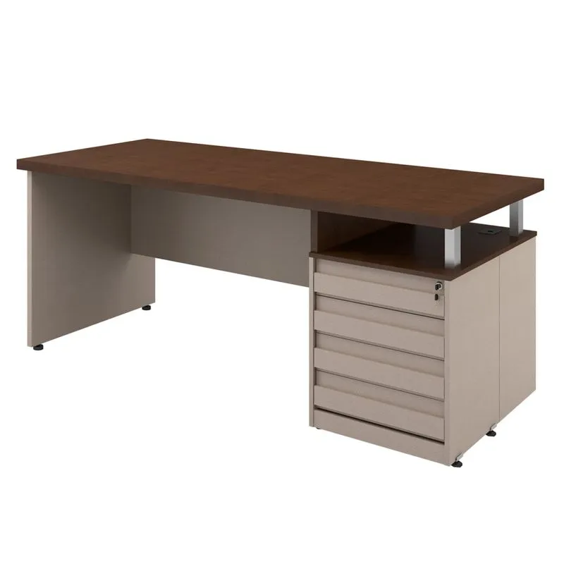 Mesa para Escritório 4 Gavetas Mega Plata Móveis Ruggine/Suede
