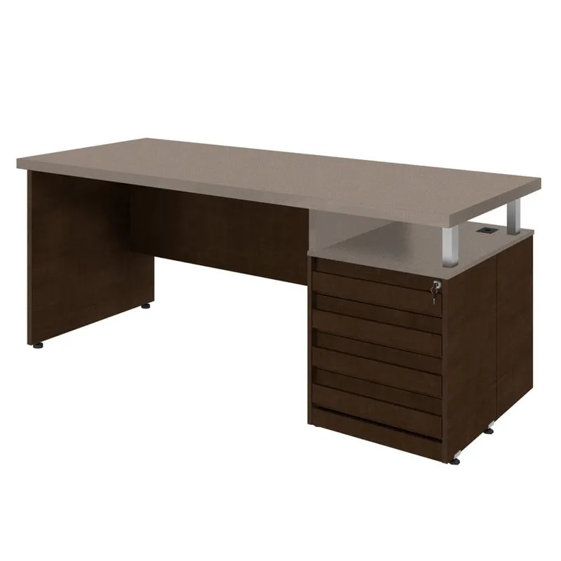 Mesa para Escritório 4 Gavetas Mega Plata Móveis Suede/Ruggine