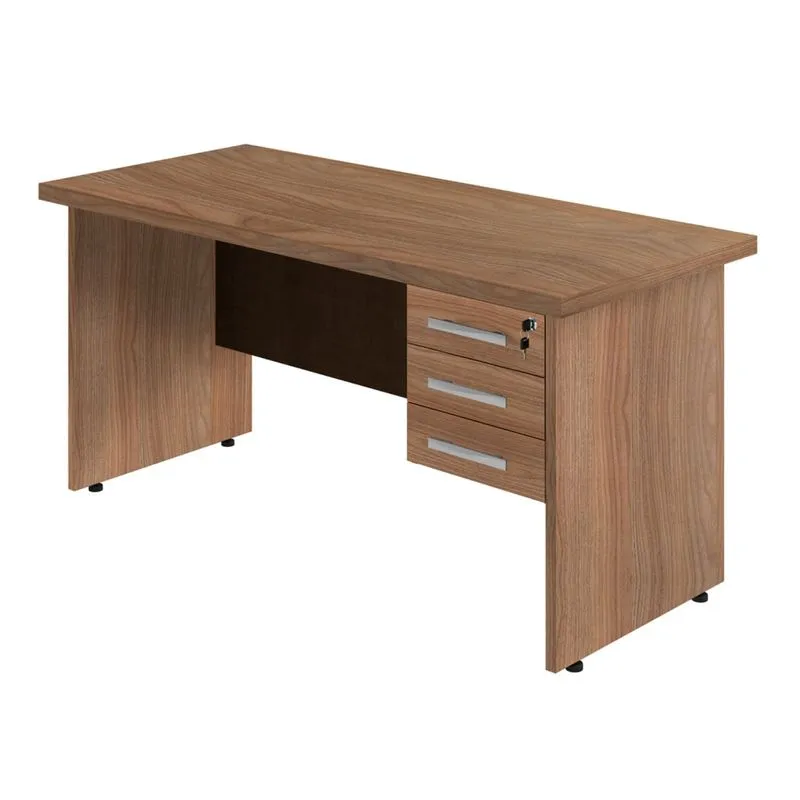 Mesa para Escritório 3 Gavetas Ornare Plata Móveis Amêndoa/Ruggine