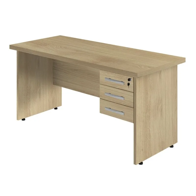 Mesa para Escritório 3 Gavetas Ornare Plata Móveis Carvalho