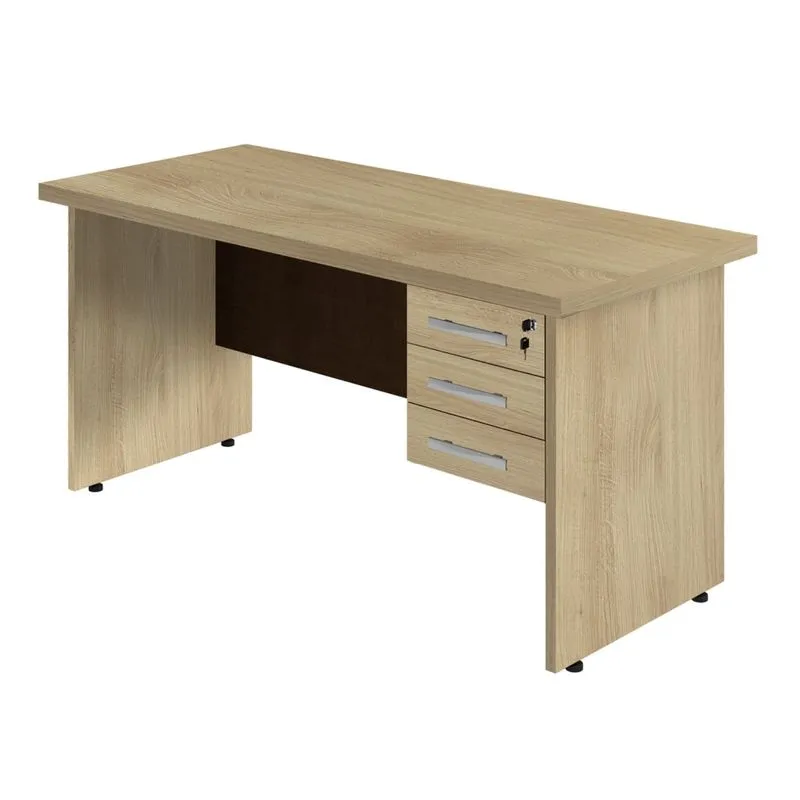 Mesa para Escritório 3 Gavetas Ornare Plata Móveis Carvalho/Ruggine