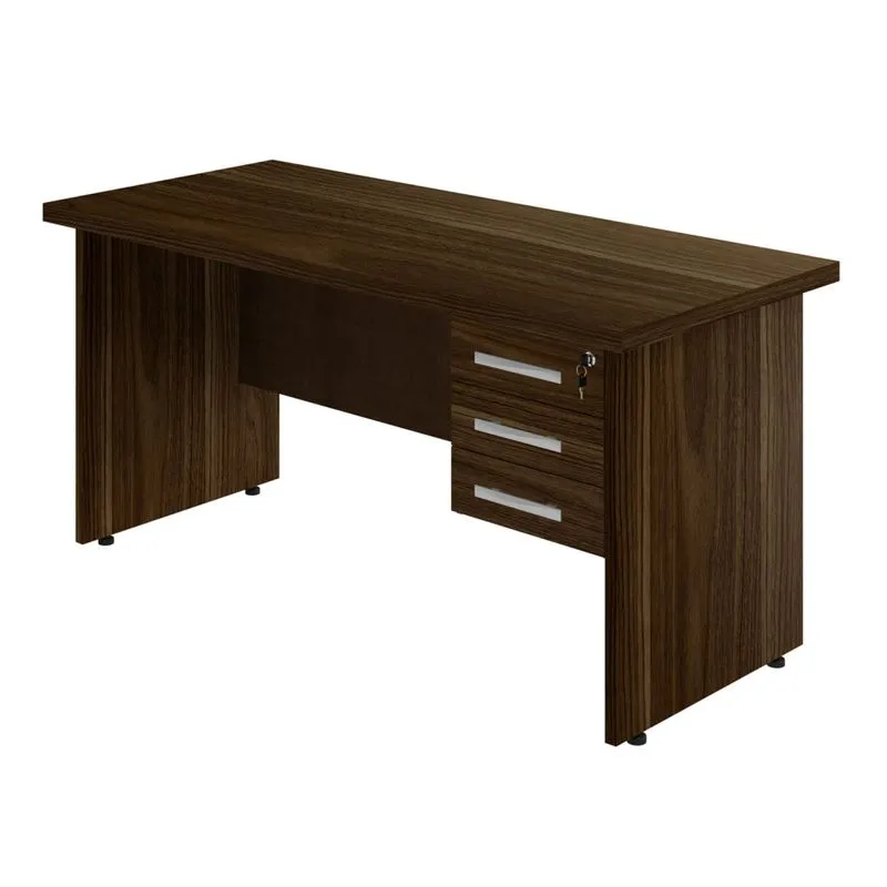 Mesa para Escritório 3 Gavetas Ornare Plata Móveis Affara/Ruggine