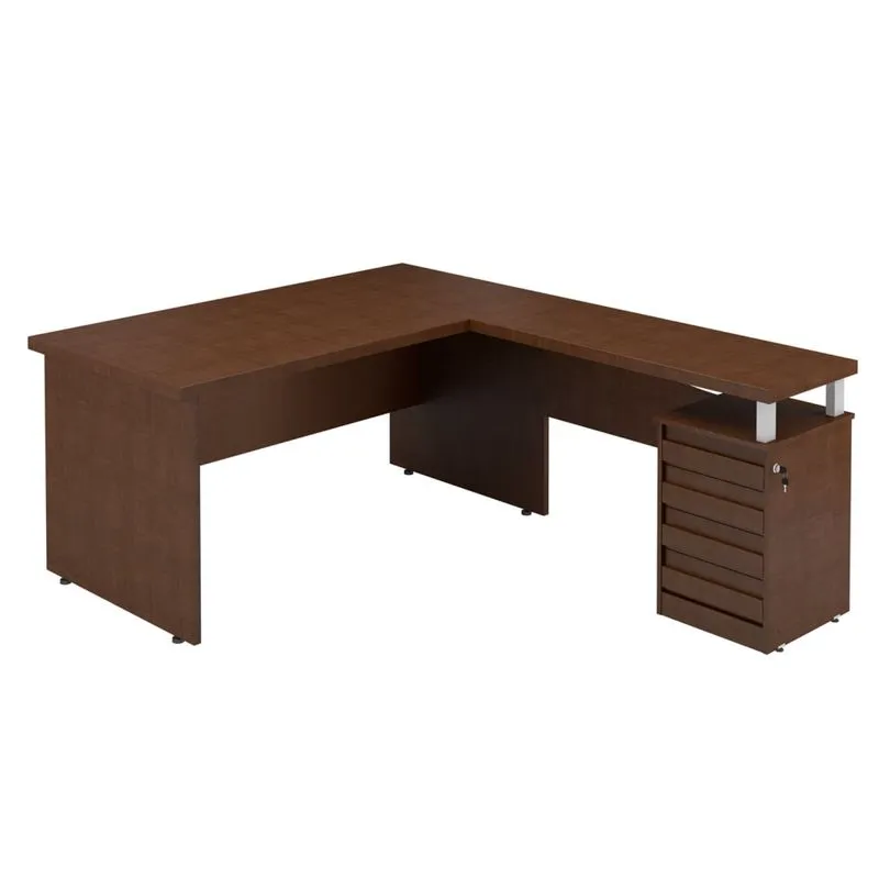 Mesa para Escritório em L 4 Gavetas Ornare Plata Móveis Ruggine
