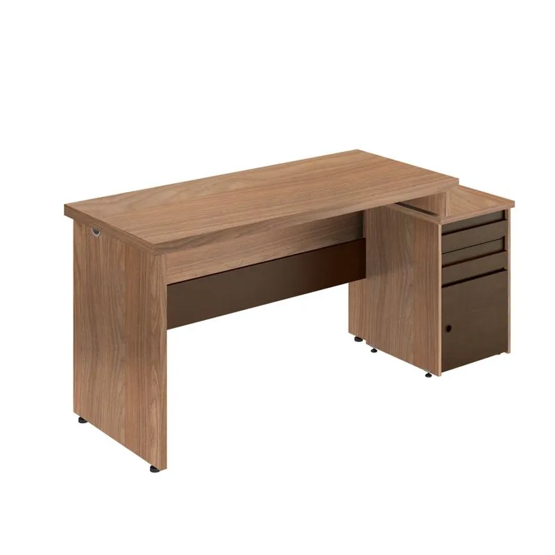 Mesa para Escritório 1 Porta 2 Gavetas Imperatriz 167cm Plata Móveis Amêndoa/Ruggine