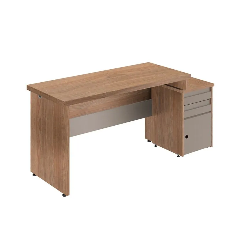 Mesa para Escritório 1 Porta 2 Gavetas Imperatriz 167cm Plata Móveis Amêndoa/Suede