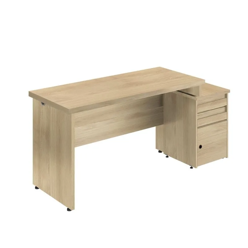 Mesa para Escritório 1 Porta 2 Gavetas Imperatriz 167cm Plata Móveis Carvalho