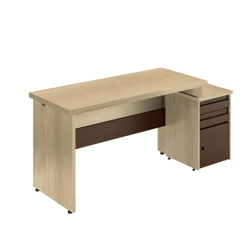 Mesa para Escritório 1 Porta 2 Gavetas Imperatriz 167cm Plata Móveis Carvalho/Ruggine