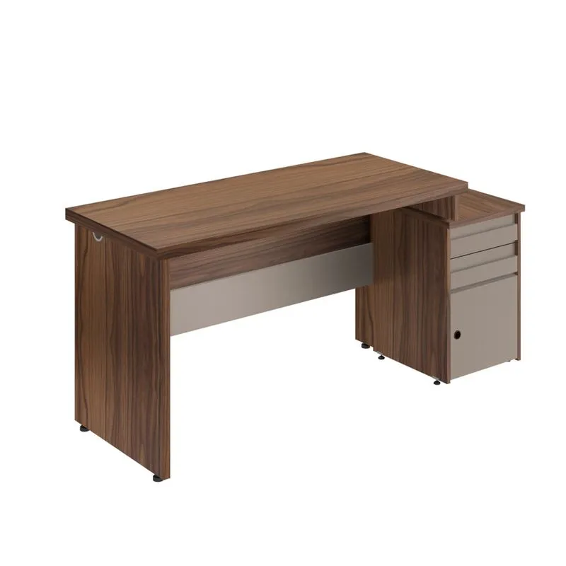 Mesa para Escritório 1 Porta 2 Gavetas Imperatriz 167cm Plata Móveis Málaga/Suede