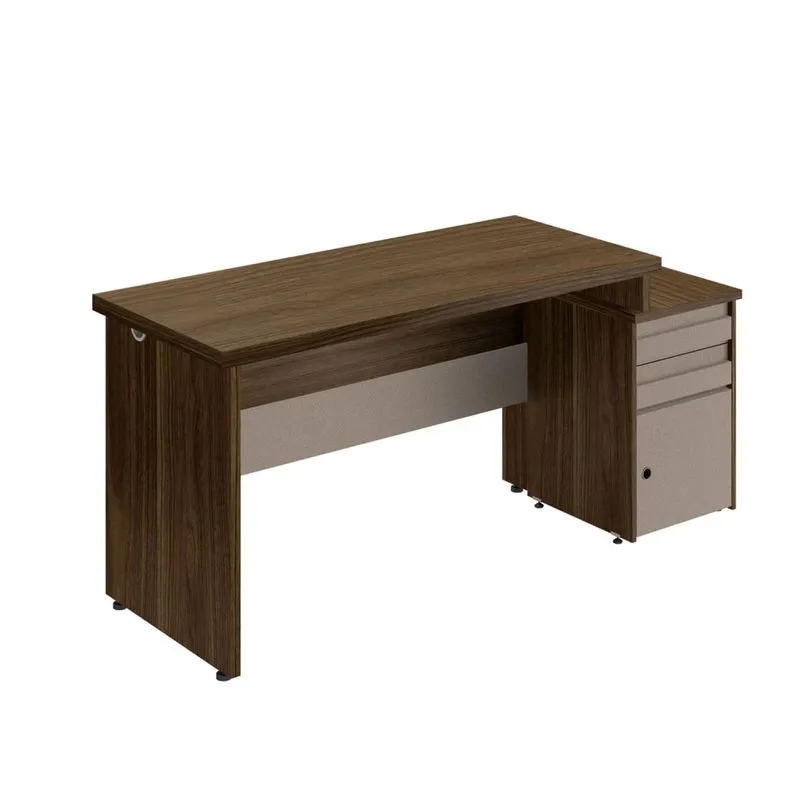 Mesa para Escritório 1 Porta 2 Gavetas Imperatriz 167cm Plata Móveis Affara/Suede