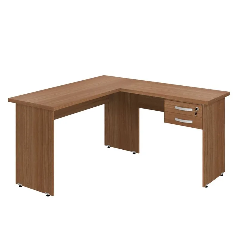 Mesa para Escritório em L 2 Gavetas 136cmx143cm Top Plata Móveis Montana