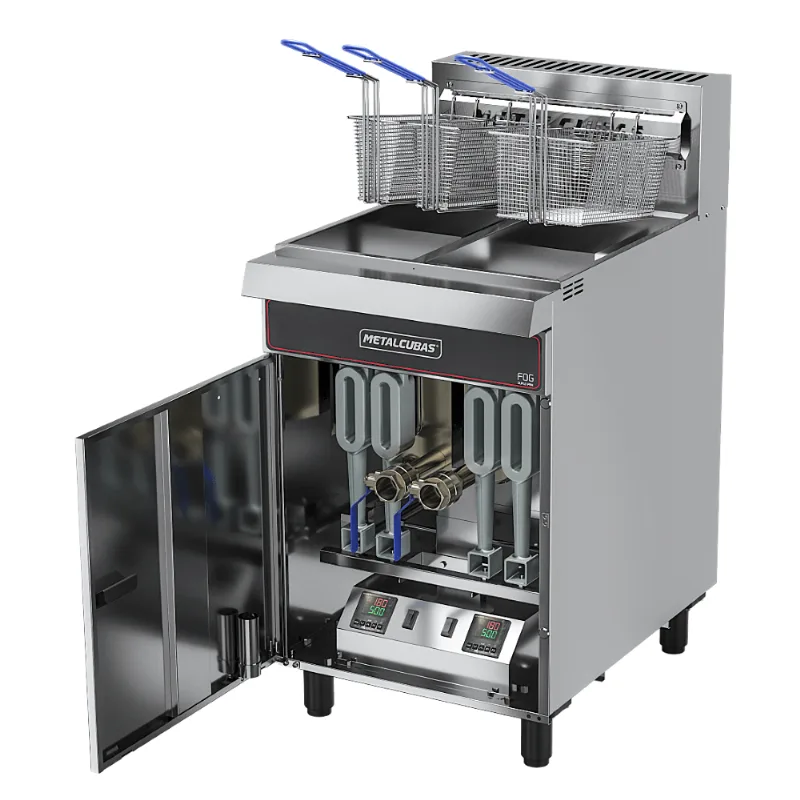 Fritadeira Industrial a Gás Zona Fria 45L Óleo FOG-3C Duplo PRM Metalcubas - Tanque Duplo Gás GLP