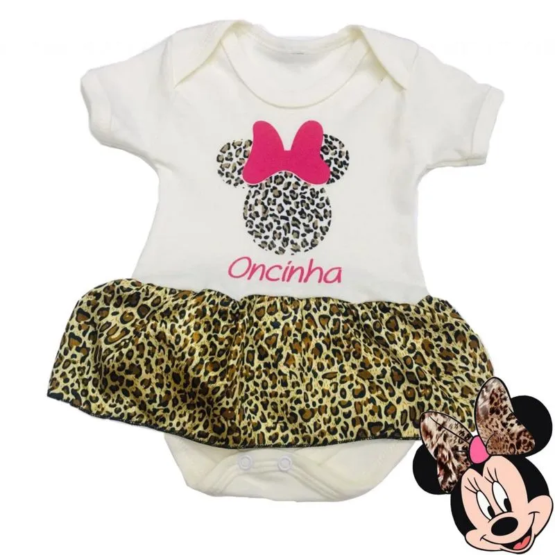 Body Bebê Personagem Minie Oncinha