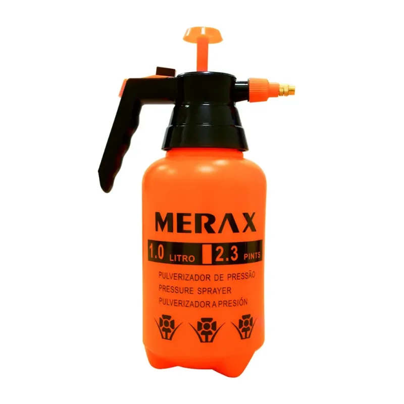 Pulverizador Manual de pressão 1L com Haste em Aço Inox e Bico Ajustável Merax
